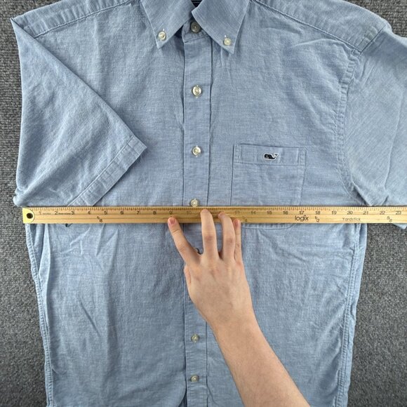 Vineyard Vines Short Sleeve Classic Fit Tucker Button-Down Medium Cotton Blue - Picture 5 of 11